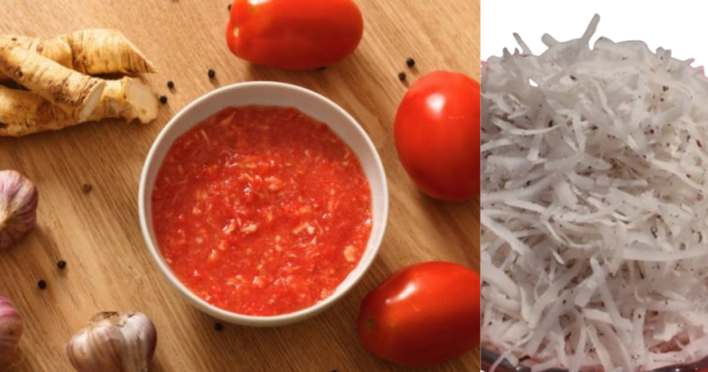 Tomato, ginger, garlic, coconut, chilli paste