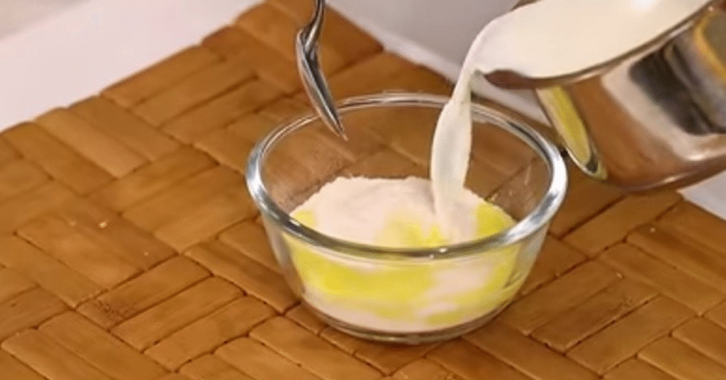 Fruit custard powder & milk mixing